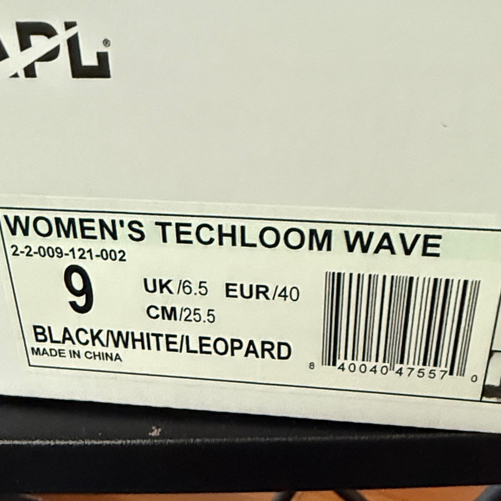 APL ATHLETIC PROPULSION LABS women TECHLOOM WAVE BLACK/Asteroid /Leopard 9 BNWT - Picture 5 of 5
